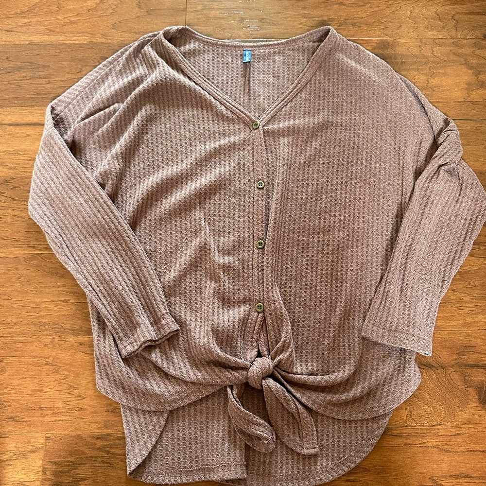 Waffle knit long sleeve shirt